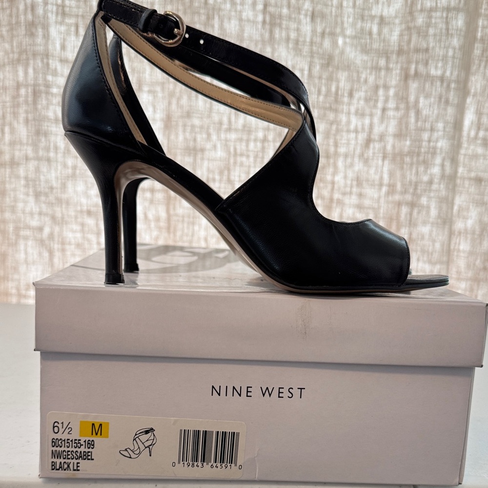 Nine West Black Strappy Heels